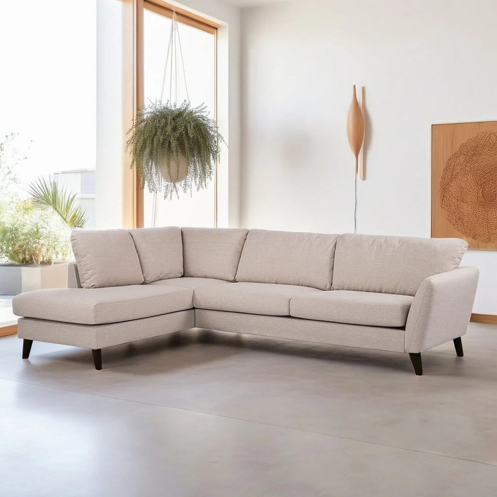 BASE 3-zits Hoekbank Gudren Geweven - Beige - Afbeelding 2