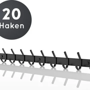 Volcan Wandkapstok - 20 Haken - Industrieel - Zwart RVS