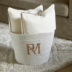 Riviera Maison Mand RM Monogram Raffia, 43cm - Wit