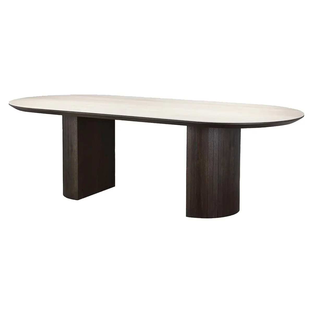 Richmond Ovale Eettafel Ritz Travertin en eiken, 240 x 110cm - Bruin - Ovaal - Afbeelding 2