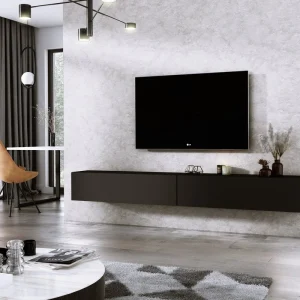 Meubel Square - TV meubel DIAMOND - Mat Zwart - 240cm