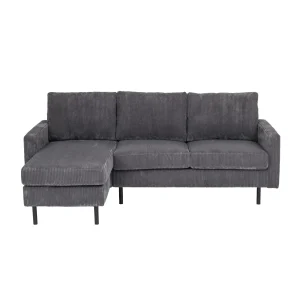 Hoekbank Garret - ribstof - antraciet - 200b - Woonexpress